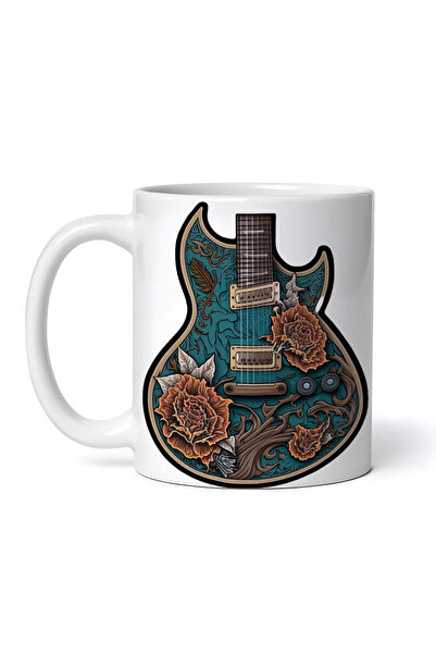 OEM Cană albă personalizată, Chitară cu flori, INOVATIX®. 330ml