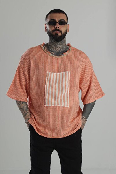 COCOPELLI تي شيرت بوهيمي برتقالي من قماش بولدان