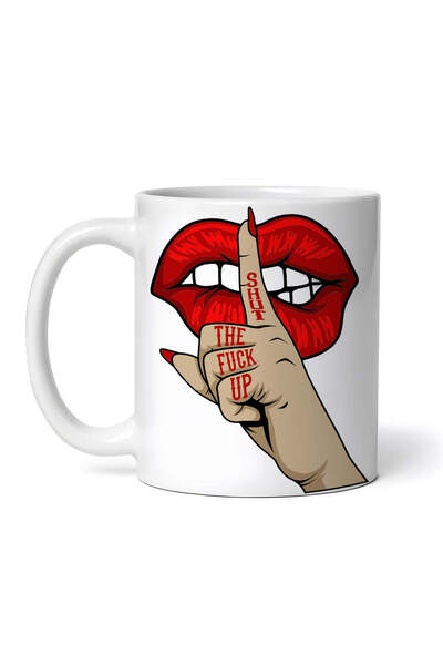 OEM Cană albă personalizată, Red Lips Shhh TFU, INOVATIX®. 330ml