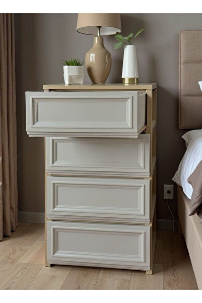 Concept Home خزانة تخزين بلاستيكية ذات أدراج عريضة بسعة 4 طبقات، صندوق تخزين منزلي بلاستيكي، تخزين ألعاب بلاستيكية