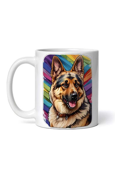 OEM Cană albă personalizată, Ciobănesc German cu zgardă, Inovatix®. 330 ml