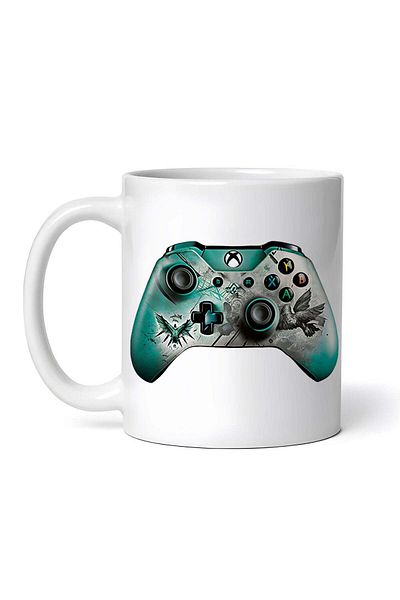 OEM Personalized White Mug, Xbox Controller Games With Abstract Motifs, Inovatix®. 330ml