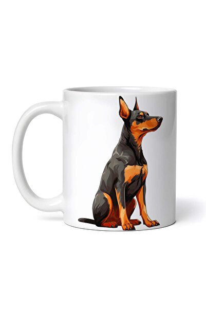OEM Cană albă personalizată, câine Doberman Pinscher, INOVATIX®. 330ml