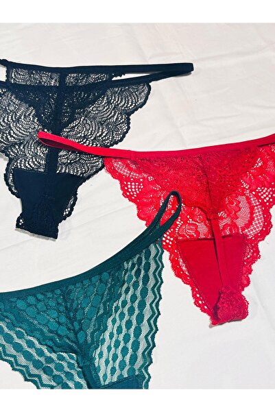 mendoza store Чорно-червоно-зелені труси з ниткою ззаду, 3 шт.
