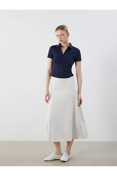 LC Waikiki Lcw vision navy blue elastic waist tight fit skirt