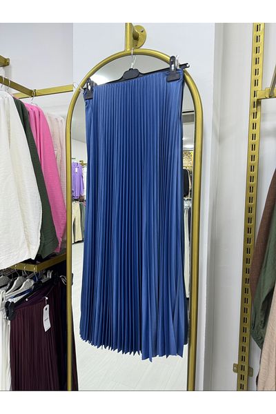İpekseli Skirt Pleated Henza Premium Quality + Standard Blue