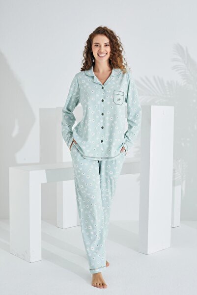 Etoile Σετ γυναικεία πιτζάμα με μακρύ μανίκι και κουμπιά μπροστά από 100% βαμβάκι - 98228-29