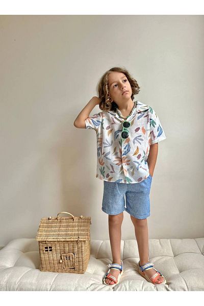 ARBİ kids Boys Linen Shirt Shorts Summer Holiday Cool Suit