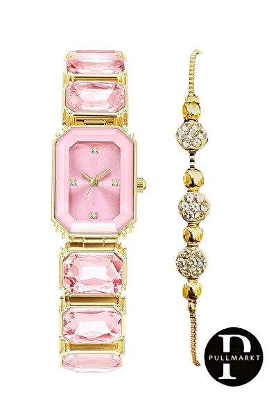 pullmarkt Taşlı Bileklik + Taş Model Kadın Kol Saati