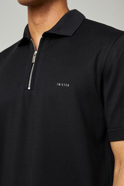 Twister Jeans Men's Twister Jeans Zippered Slim Fit Cut Polo Neck T-Shirt