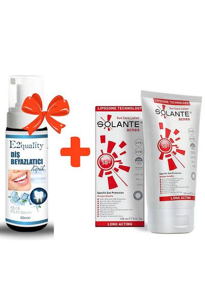 Solante E2'Quality Teeth Whitening Foam + Solante Acnes Spf 50 150 ml Oil-Free Sunscreen