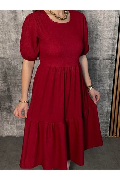 TUA MODA Tua Moda Women Short Sleeve Open Collar Fold Wrap Balloon Dress