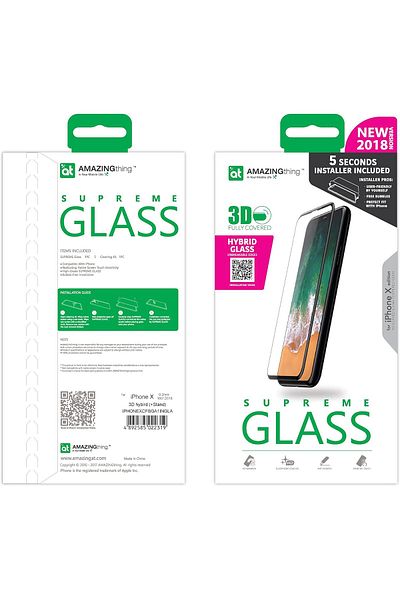 Amazingthing Hybrid Fully Covered Supreme Glass Screen Protector For Apple iPhone 11Pro / X / XS