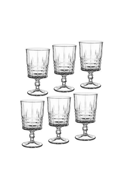 ALSAIF Clear Glass Juice Cup Set with Beautiful Pattern - 6 Cups - 210 ml Capacity