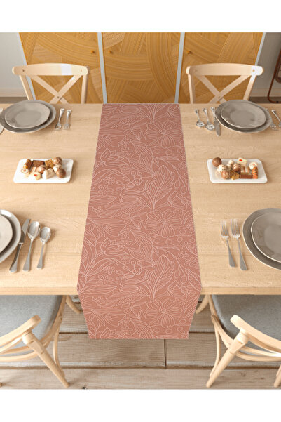GREENDECOR Leaf Bohemian Patterned Special Design Runner Digital Printed Deco...