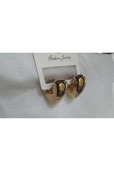 demirosa Gold Color Thick Heart Model Women's Earrings