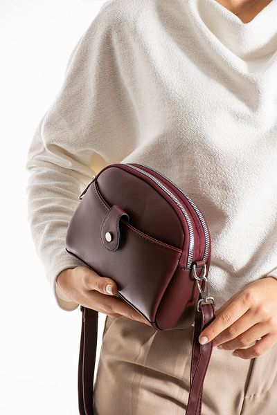 Sanmorris 1420 Women's Faux Leather Adjustable Cross Strap 4 Compartment Magnet Buckle Detailed Shoulder Bag Claret Red