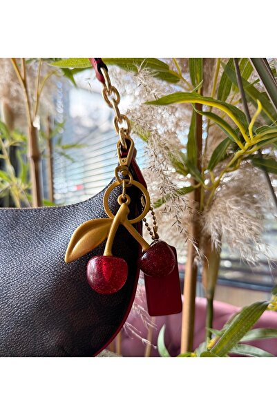 China Bazaar Glitter Red Cherry Bag Charm - Cherry Bag, Keychain, Accessory, Gold