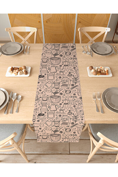 GREENDECOR Cafea Maro cu model boem Design special Față de masă decorativă im...