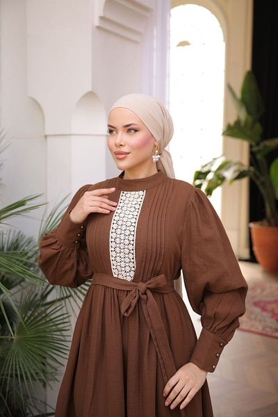 Nissra Ankanoor Lace and Ribbed Muslin Dress Anka255087