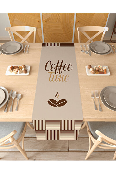 GREENDECOR Καφέ Μποέμ με μοτίβο Ειδικού Σχεδιασμού Ράνερ με στάμπα Διακοσμητι...