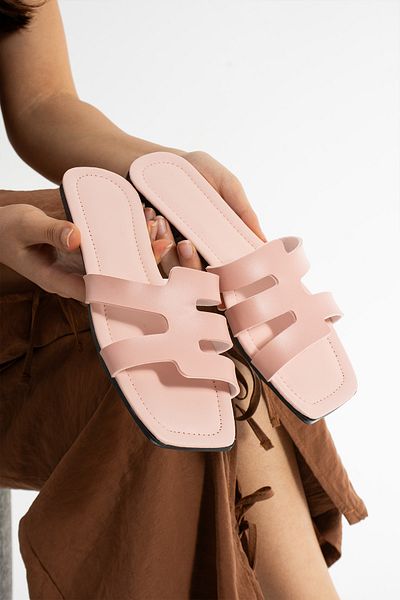 Moda Devrin Powder Piping Women's Slippers Home and Outdoor Slippers