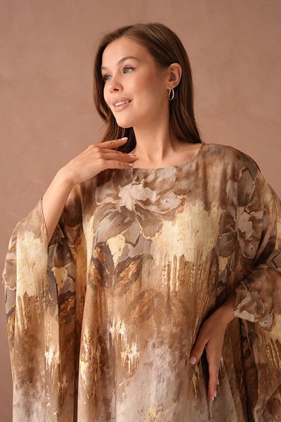 WOMAN VISION Αυθεντικό καλοκαιρινό φόρεμα με μοτίβο από εύκαμπτο ύφασμα με μανίκια νυχτερίδας 4006