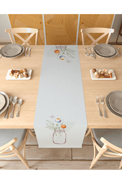 GREENDECOR مزهرية زهرة بوهيمية منقوشة بتصميم خاص مطبوعة مفرش طاولة بيج ديكور ...