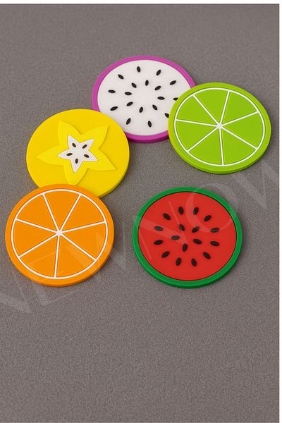 NEWNOW Silicone Trivet Fruit Design Coaster 5 Pieces