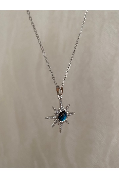 Petek Collection قلادة نجمة القطب من حجر الأوبال (لون فضي)ma