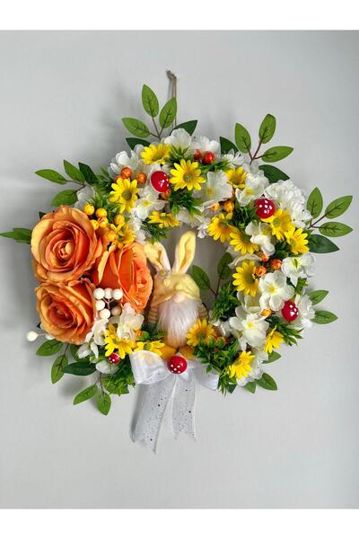 Beykan Дверна прикраса з білими трояндами та ромашками