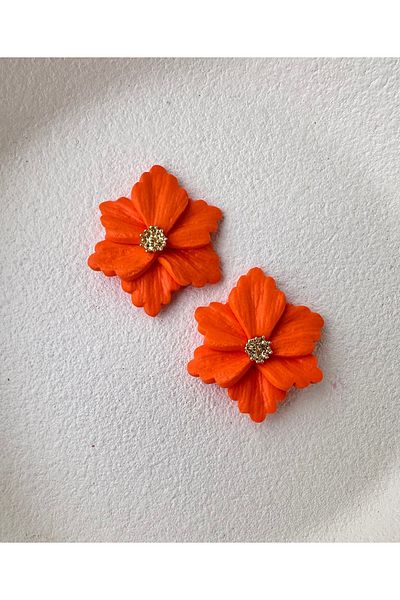 ACCESSORY Orange Flower Earrings Design Earrings