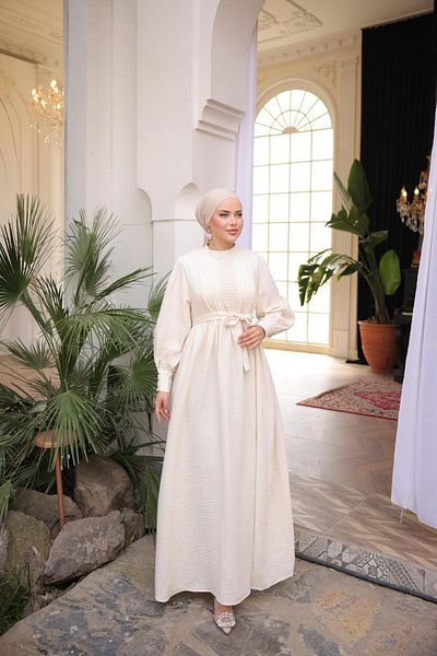 Nissra Ankanoor Lace and Ribbed Muslin Dress Anka255087
