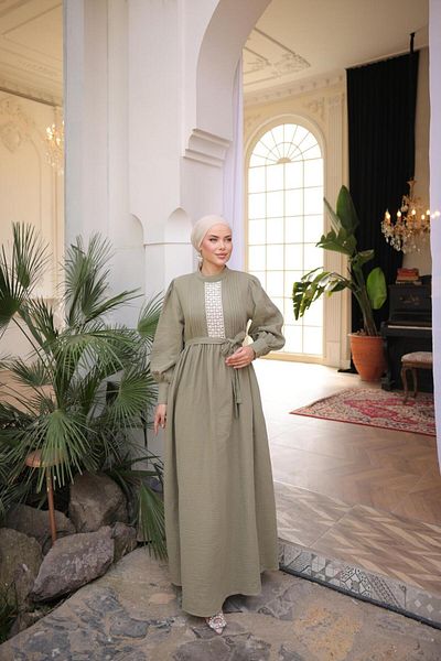 Nissra Ankanoor Lace and Ribbed Muslin Dress Anka255087