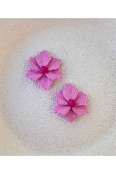 ACCESSORY Fuchsia Detail Pink Flower Earrings Design Earrings