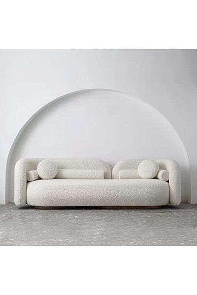 MAPLE HOME DECORATION Maple Home Lamb Fleece Sofa Set Modern Nordic Minimalist Style Sofa Long Bench Living Room
