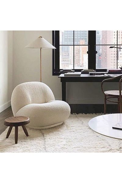 MAPLE HOME DECORATION Maple Home Single Sofa Chairs Couch Lamb Wool Seat Comfy Upholstered Chair Living Room