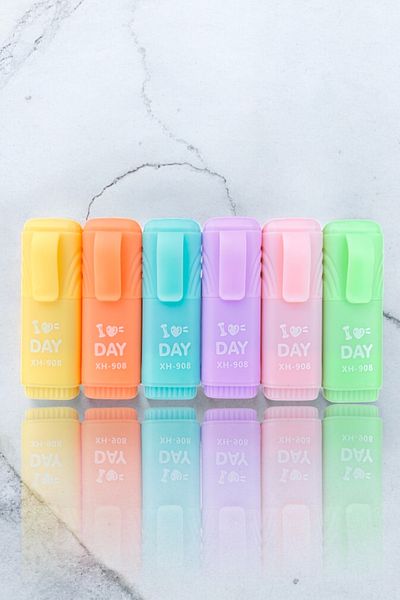 Piramit Kırtasiye Highlighter Mini Set of 6 Vibrant Colors with Ziplock Bag