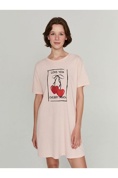 LC Waikiki Lcw Dream Cherry Printed Women's Nightgown Mother Daughter Combination (S5)