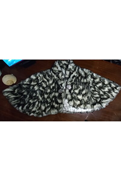 Lovely butik Women's Patterned Silver Color Poncho