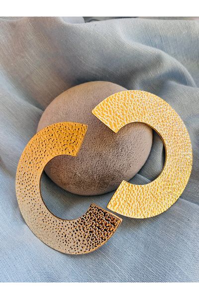 COCOSH TAKI Gold Color Big C Model Modern Design Evening Dress Earrings