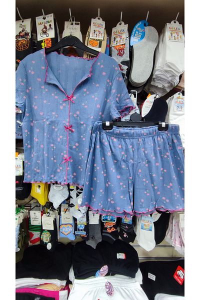 Koza Seturi de pijamale din țesătură din bumbac pieptănat pentru femei, cu bretele și pantaloni scurți cu jumătate de mânecă