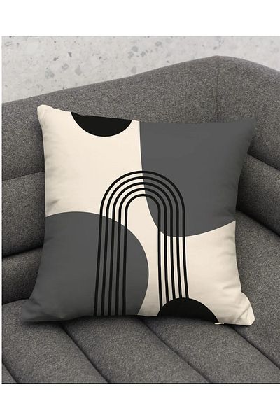 Hayal Dekoratif Bohemian Boho Themed Gray Cream Color Digital Printed Gift Set of 6 Throw Pillow Cases 6Pcsboho