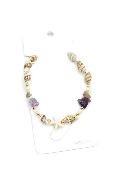 Easy Tedarik Sea shell anklet - purple