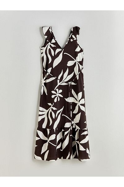 LC Waikiki Lcwaikiki Classic V-Neck Floral Belted Dress (S5)