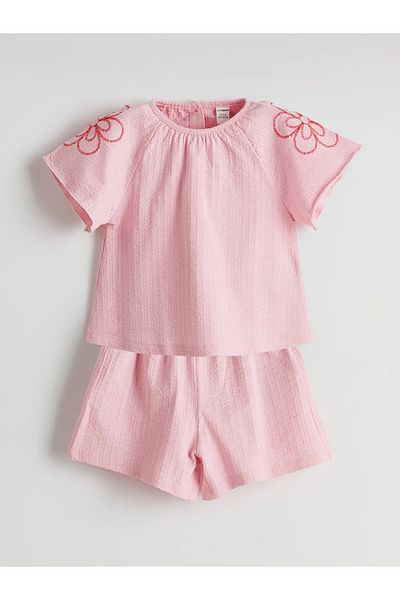 LC Waikiki Pink Floral Girl's Blouse and Shorts 2 Pcs