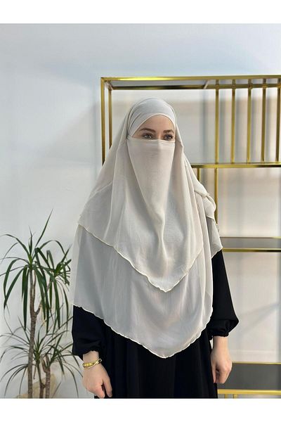 erasra class Hijab Chiffon Soufflé, Ready-Made Veil, Khımar, Hijab, Beige