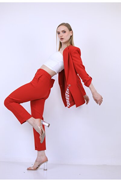 modaparis outlet Klasik Kumaş Ceket Pantolon Takım Kırmızı