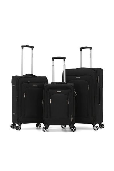 Giordano Softside Luggage set of 3 pieces with Double Spinner Wheels and TSA Lock