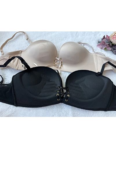 UMT Underwear Padded Hand Supported Laser Cut Chest Low-Cut Drawstring Adjustable Double Push up Bra